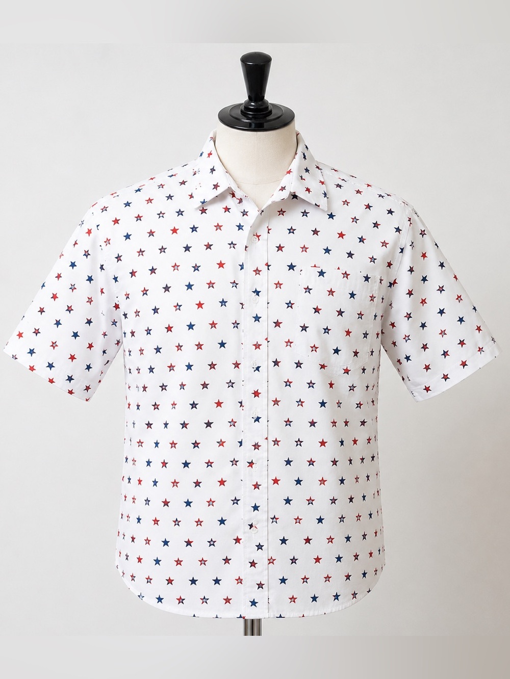 Red White & Blue Stars Men’s 2XL  Print Button Up Shirt NWT Patriotic USA